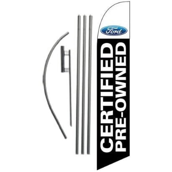 CPO Dealership Advertising Feather Banner Swooper Flag Sign with Flag Pole Kit and Ground Stake, Compatible with Ford Carlot Signs