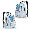 thumbnail image 2 of SEANATIVE 17 Inch School Bag for Kids Teens Stylish Girls Boys Backpack Book Bag Laptop Backpack for Elementary Middle High School Students, Cartoon Axolotl Guitar Musical Note Blue, 2 of 7