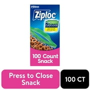Ziploc Brand Snack Bags with EasyGuide Texture, Grip 'n Seal Technology, 100 count