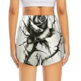 thumbnail image 4 of Goofa Black And White Rose Printed Women 2 in 1 Running Shorts,Quick Dry Athletic Workout Shorts,High Waisted Athletic Shorts with Liner Pockets-Medium, 4 of 9