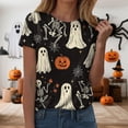 thumbnail image 2 of enyan Women's Halloween Shirts Cute Ghost Pumpkin Graphic Tee Spooky Season Shirt Vintage Short Sleeve Casual Fall Tops Halloween Womens Shirts Black,XXL, 2 of 6