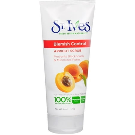 St. Ives Naturally Clear Apricot Scrub, Blemish Control 6 oz (Pack of