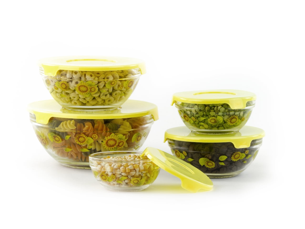 10 Pcs Healthy Glass Food Storage Containers Bowls Set W/ Yellow Lids