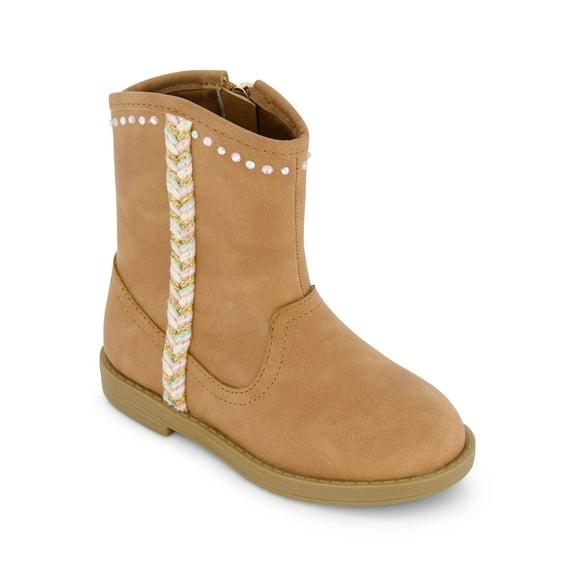 Jessica Simpson Girls Toddler Layla Stripe Cognac Brown Side Zipper Boot