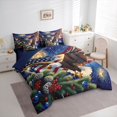 thumbnail image 2 of Manfei Bald Eagle Us Flag 7-Piece Twin Bedding,Patriotic Holiday Firework Bedding Comforter Set,Blue Brown Green,Navy Blue Reversible, 2 of 7