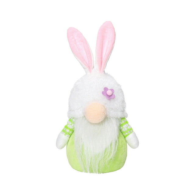 Peluche de conejito rosa de Pascua con luz LED verde, 15 x 13 cm, sin rostro, con luz nocturna, ideal para cumpleaños, San Valentín, Pascua, Navidad y festivales.