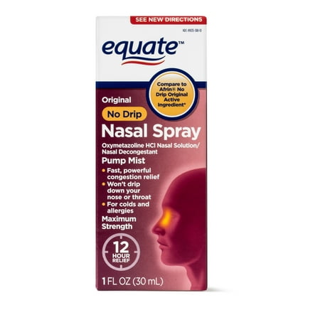 Equate Original No Drip Maximum Strength Oxymetazoline Nasal Spray, 1 Oz