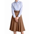 thumbnail image 3 of Jaimenalin Women'S High Waist A-Line Skirt Flared Midi Skirt Vinage Skirt with Belt Brown M, 3 of 7