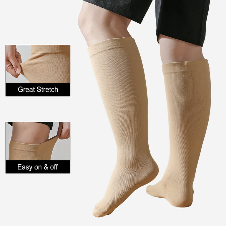  Hi Clasmix 5 Pairs Plus Size Compression Socks For  Women&Men-20-30mmhg Wide Calf Best For Circulation