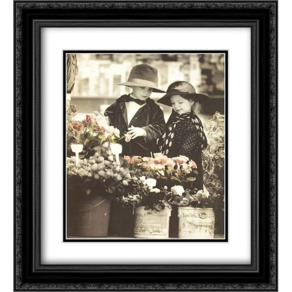 Flower Shopping 2x Matted 20x24 Black Ornate Framed Art Print by Kim Anderson