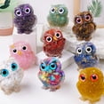 thumbnail image 2 of Taosunzt Natural Crystal Owl Figurine Handmade Resin Owl Statue Filled with Crystal Stones Tabletop Owl Ornament for Home Office Car Decor Reiki Healing Multicolor, 2 of 13