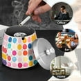 thumbnail image 4 of Yayeee Ashtray with Lid for Cigarette Smokeless Stainless Steel Home Ash Holder, Colorful Circles, 4 of 7