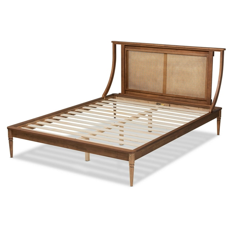Baxton Studio Jamila Modern Transitional Walnut Brown Finished Wood and Synthetic Rattan Queen Size Platform Bed Baxton Studio Jamila Modern Transitional Walnut Brown Finished Wood and Synthetic Rattan Queen Size Platform Bed