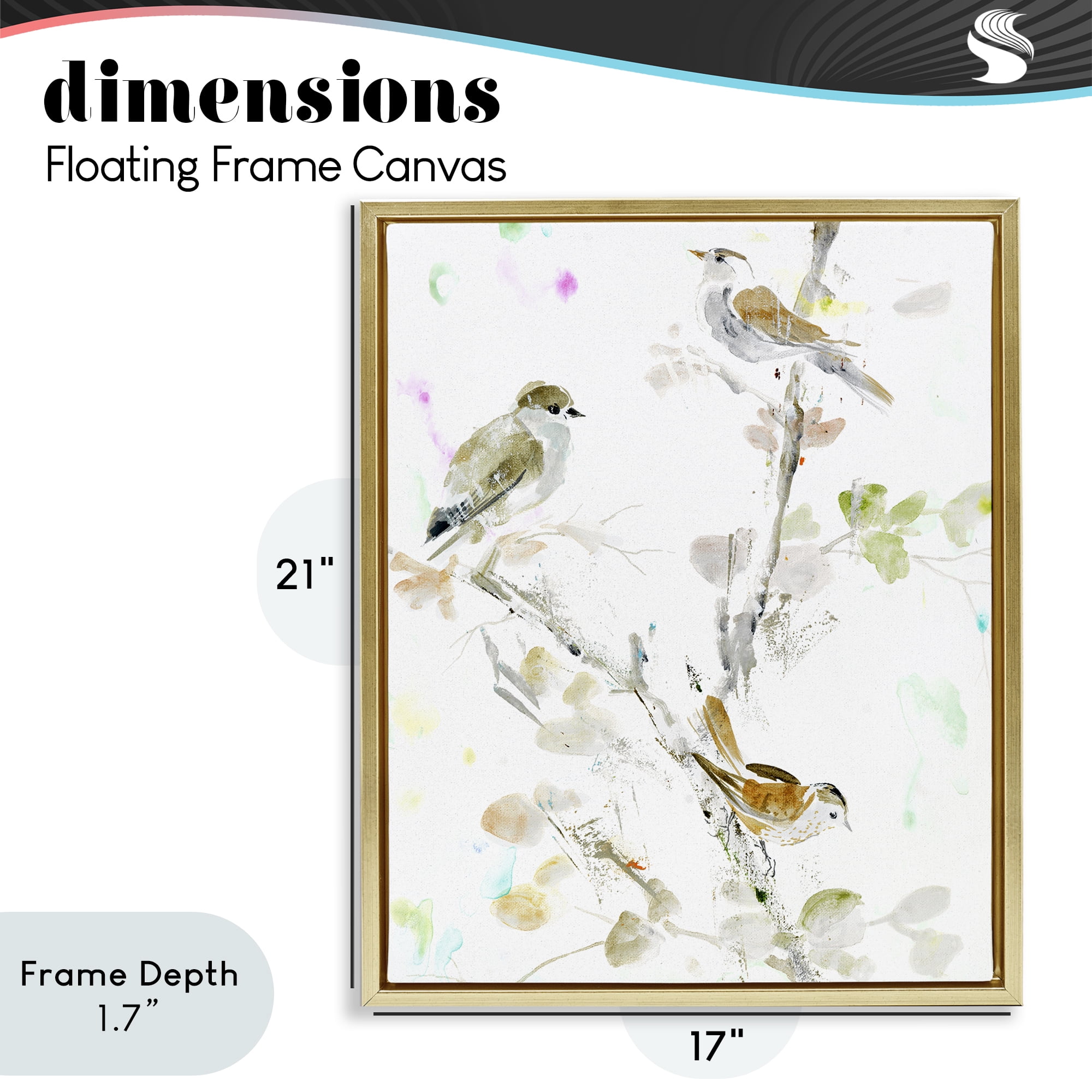 Stupell Industries Delicate Feathers Trio Gold Framed Floater Canvas Wall Art, design by Lorenzo Collective