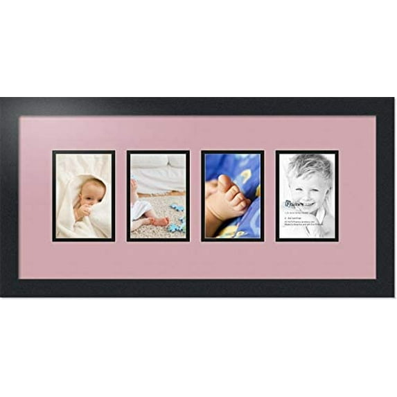 collage photo frame double mat with 4 - 4x6 openings and black frame