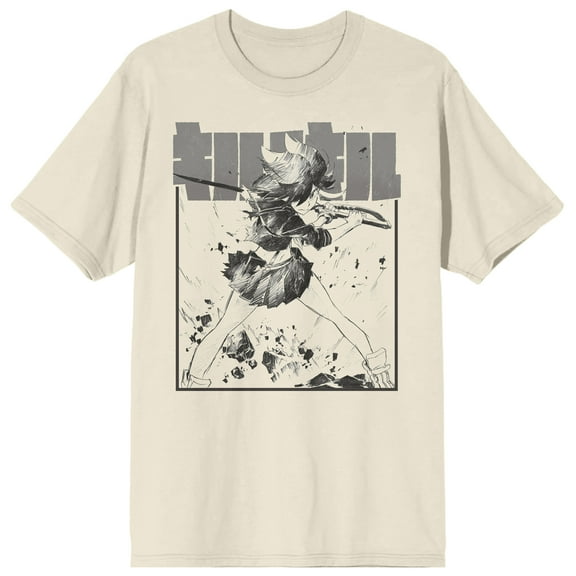 Kill La Kill Ryuko Matoi Attack Stance Adult Natural Crew Neck Short Sleeve T-shirt