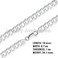 thumbnail image 2 of Mens .925 Sterling Silver Flat Curb Chain Link Necklace 8.7mm - 18 inches #CH621s18, 2 of 7
