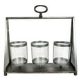thumbnail image 3 of Rustic Western Farmhouse Galvanized Metal Triple Pillar Candleholder Trapezium, 3 of 5