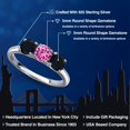thumbnail image 2 of Gem Stone King 925 Sterling Silver Pink Created Sapphire and Black Onyx 3-Stone Engagement Ring for Women | 1.50 Cttw | Round 5MM | Gemstone September Birthstone (Size 9), 2 of 6