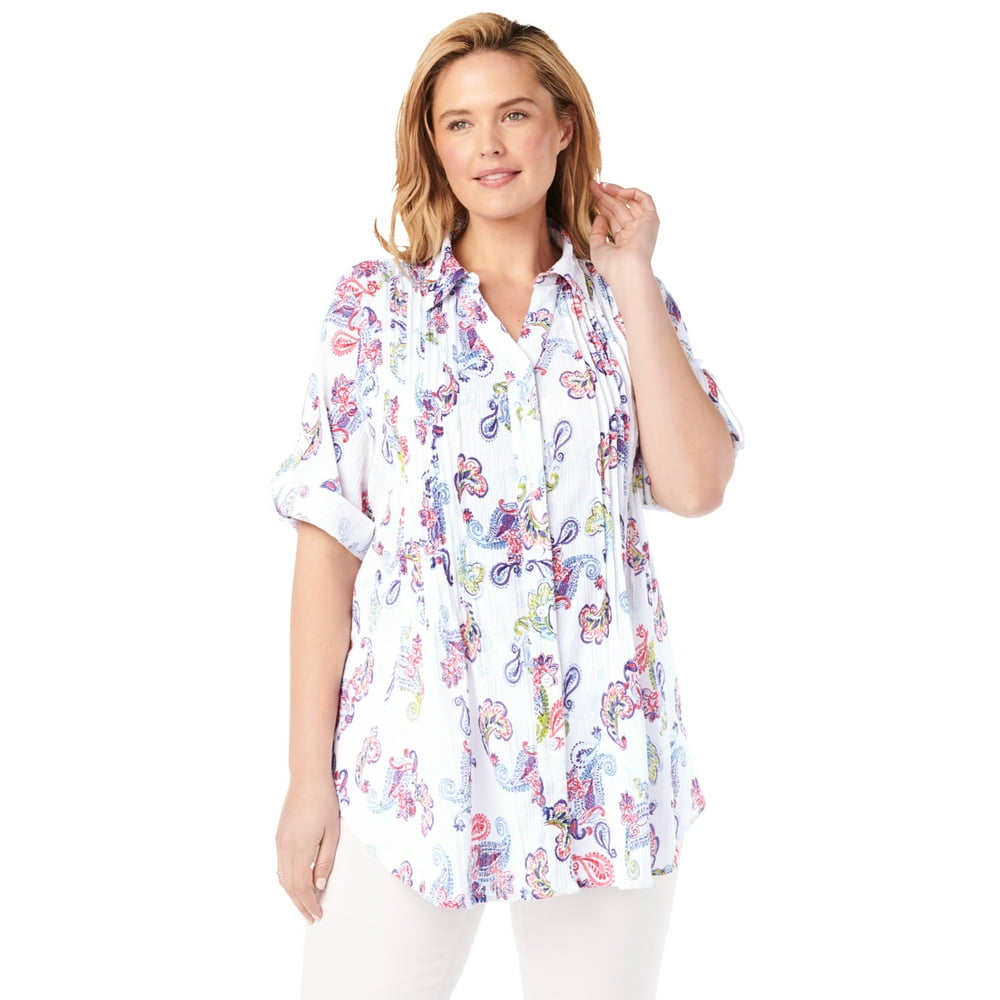 Woman Within Woman Within Women's Plus Size Pintucked Button Down