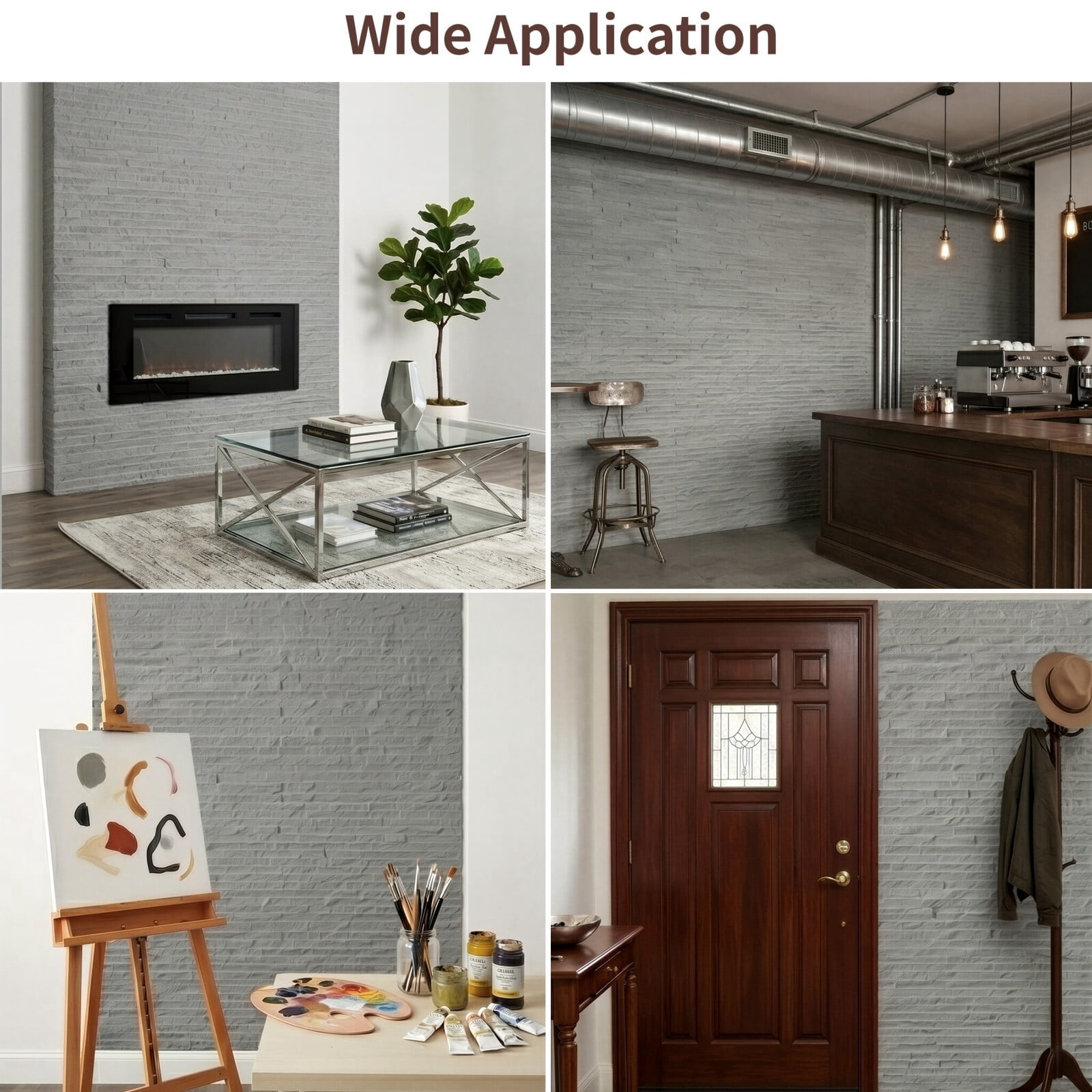 Easy4Home 8Pcs 24"x24" Flexible Stone Wall Panels 3D Faux Stone Texture Decorative Wall Tiles for Interior and Exterior Wall, Gray