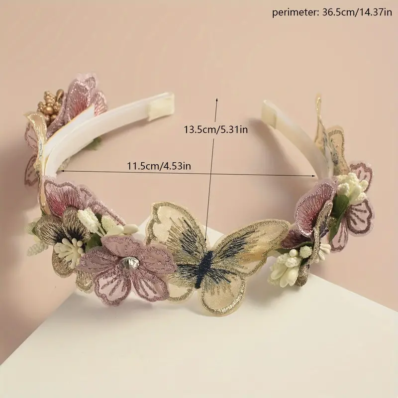 1PC Vintage Glamour Butterfly Flower Headband - Elegant  Hair  Decorative Design, and Comfortable Wear for Women's Daily