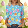 thumbnail image 2 of Easter Day Shirts for Women 3/4 Sleeve Reindeer Holiday Tees 3/4 Sleeve Round Neck Spring Tops Tshirts Spring Clothes My Items, 2 of 6