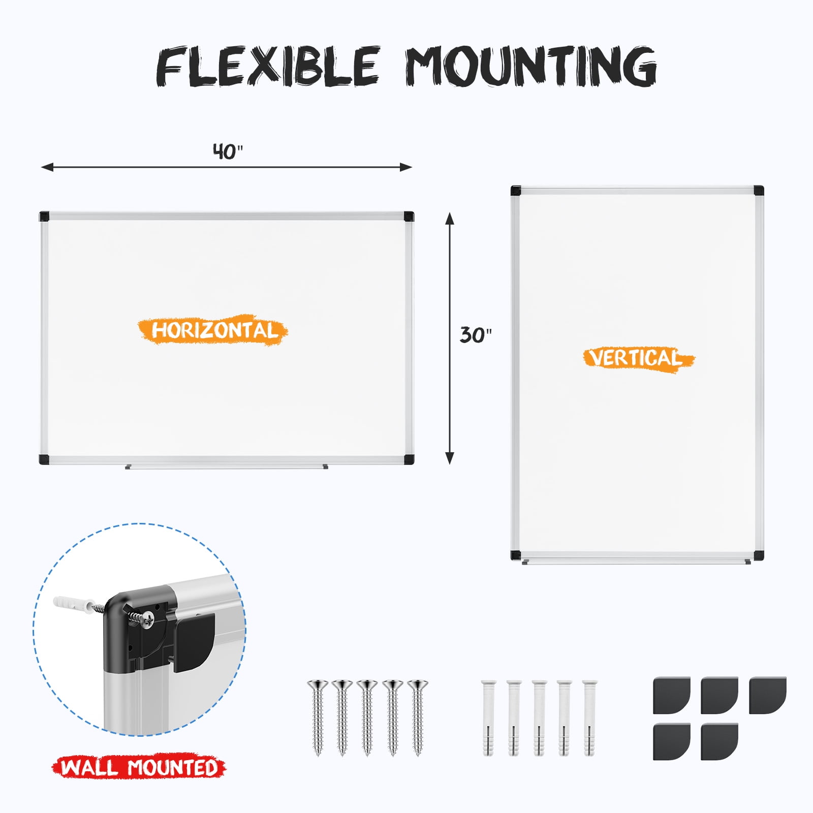 Gianna 40 X 30 inches Magnetic Dry Erase Board with Aluminum Frame, Whiteboard for Home，School，Office