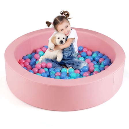 Infans 42.5" Round Foam Ball Pits w/25D Sponge Filling Washable PU Cover for Kids Gift