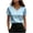 Light Blue, variant on Summer Casual Tops for Women V-Neck Short Sleeve Pearl Embellished Loose Blouse Shirt, Brown L