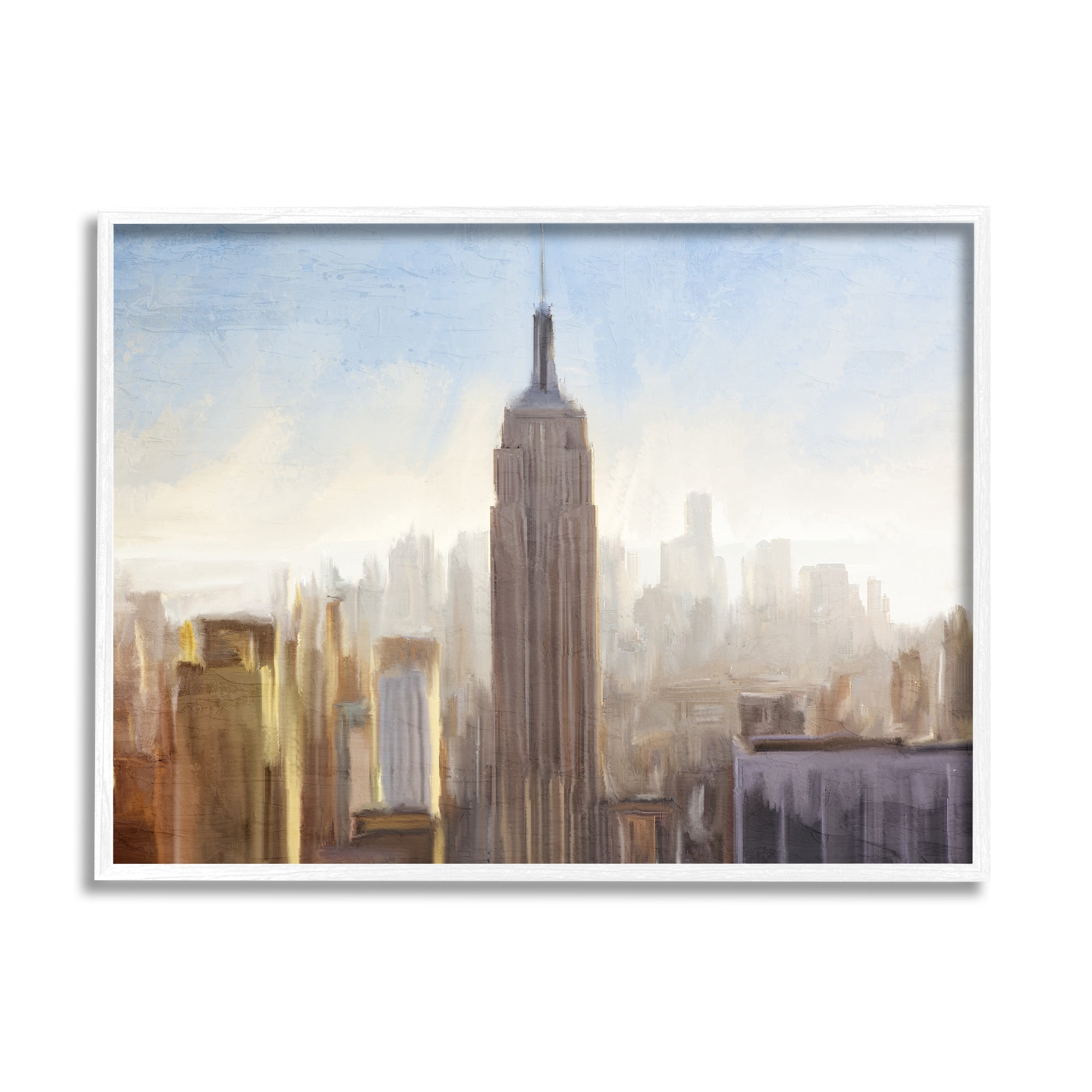 Stupell Industries Bustling New York Cityscape Distant Buildings Skyline Painting White Framed Art Print Wall Art, Design by Kim Allen