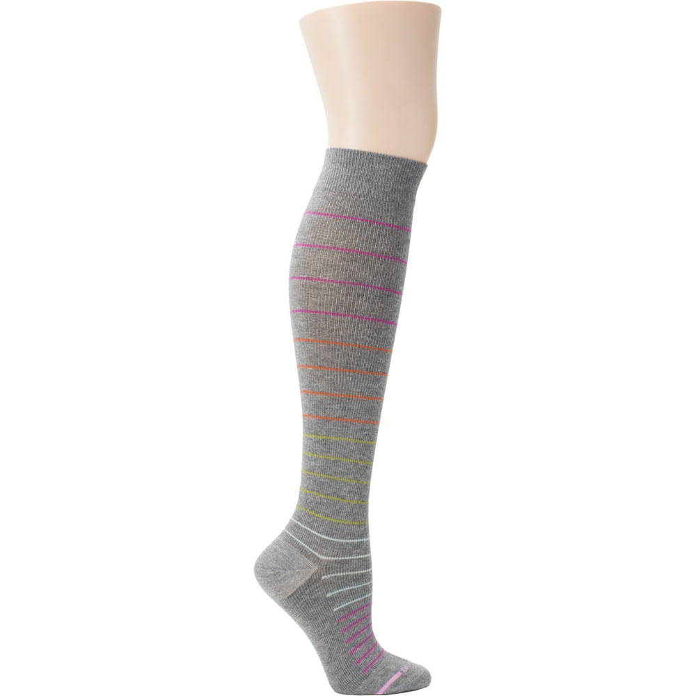 DR.MOTION COMPRESSION GREY MULTI STRIPES SOCKS