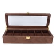 thumbnail image 4 of Caja organizadora de almacenamiento de joyería y reloj de madera Vintage con 6 ranuras, caja contenedor de almacenamiento para exhibición, 4 of 5