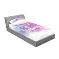 thumbnail image 2 of Ambesonne Modern Fitted Sheet & Pillow Sham Set, Positive Words Paint, Twinxl, Blue Fuchsia, 2 of 2