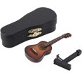 thumbnail image 5 of Miniature Wooden Guitar Musical Instrument Model Display with Stand and Case (Brown 10 cm), 5 of 5