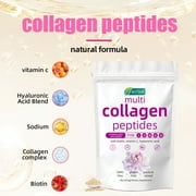 Multi Collagen Peptides Powder - 1 lb - Types I, II, III, V, X - with Biotin, Vitamin C & Hyaluronic Acid - Hydrolyzed Collagen for Skin, Hair, Nails & Joint Support
