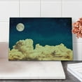 thumbnail image 2 of Night Sky Cutting Board, Fantasy Sky Stars Full Moon and Fluffy Clouds Vintage Style Art Picture, Decorative Tempered Glass Cutting and Serving Board, Small Size, Dark Blue White, by Ambesonne, 2 of 5