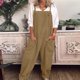 thumbnail image 1 of ICHUANYI Clearance Womens Overalls Casual Loose Dungarees Romper Baggy Playsuit Cotton And Linen Jumpsuit(Khaki, L) ICHUANYI WER2023080702576, 1 of 8