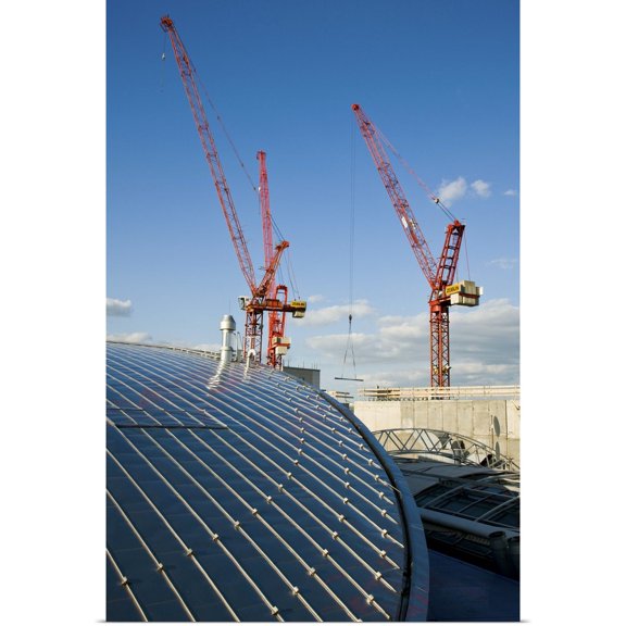 Great BIG Canvas | Rolled Walter Bibikow Poster Print entitled Germany, Hessen, Frankfurt Am Main, Construction Cranes, Central Frankfurt