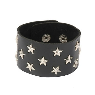 NPENGHUI 2-Piece Punk Rock Bracelet Set Studded Leather Cuff