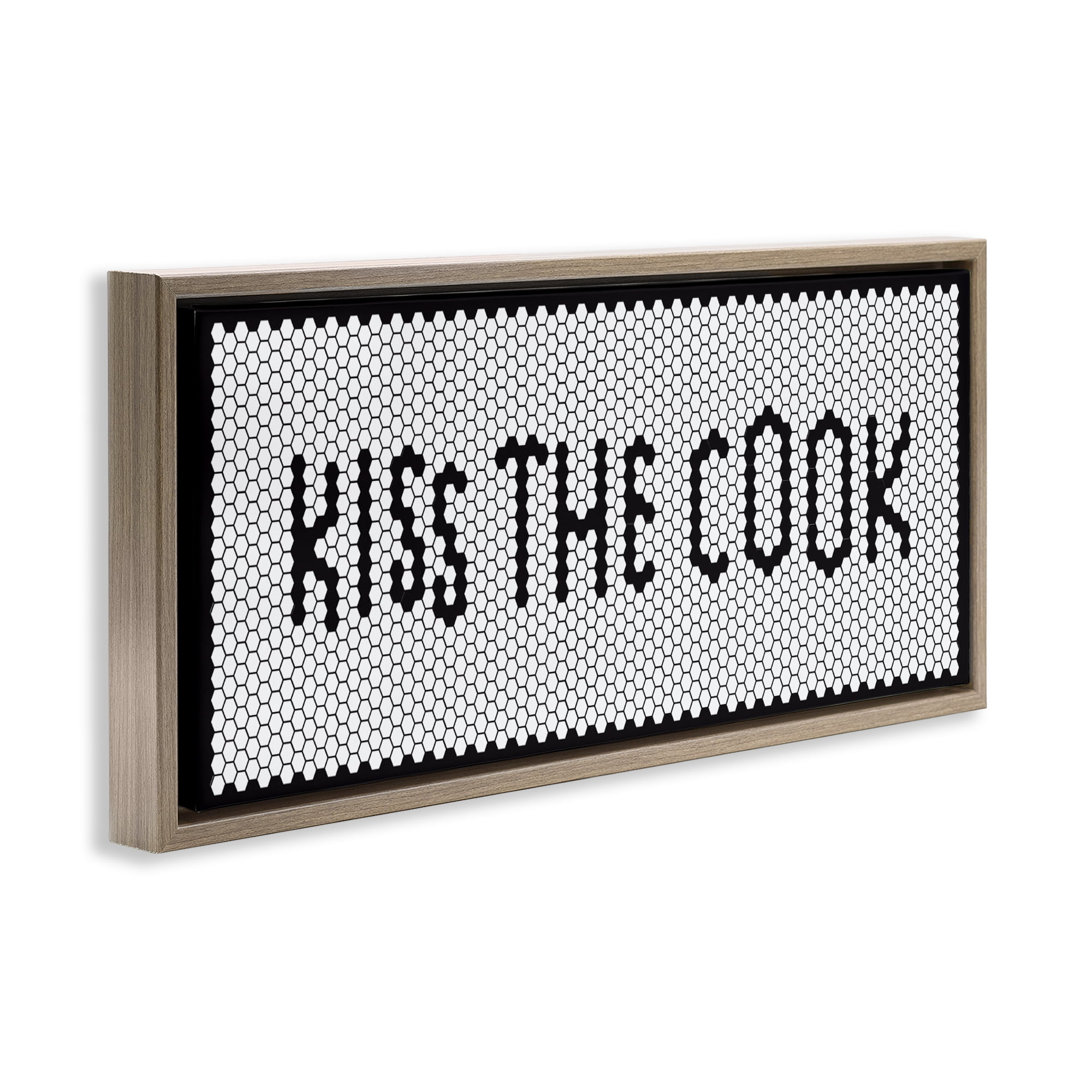 Stupell Industries Retro Kiss The Cook Brown Framed Floater Canvas Wall Art, design by Elizabeth Medley