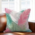 thumbnail image 2 of Throw Pillow Covers, Pink Green Palm Leaves 16x16 Pillow Covers for Couch/Sofa/Bed, Summer Tropical Plants Botanical Decorative Square Linen Cushion Pillowcase for Home Decor, 2 of 9