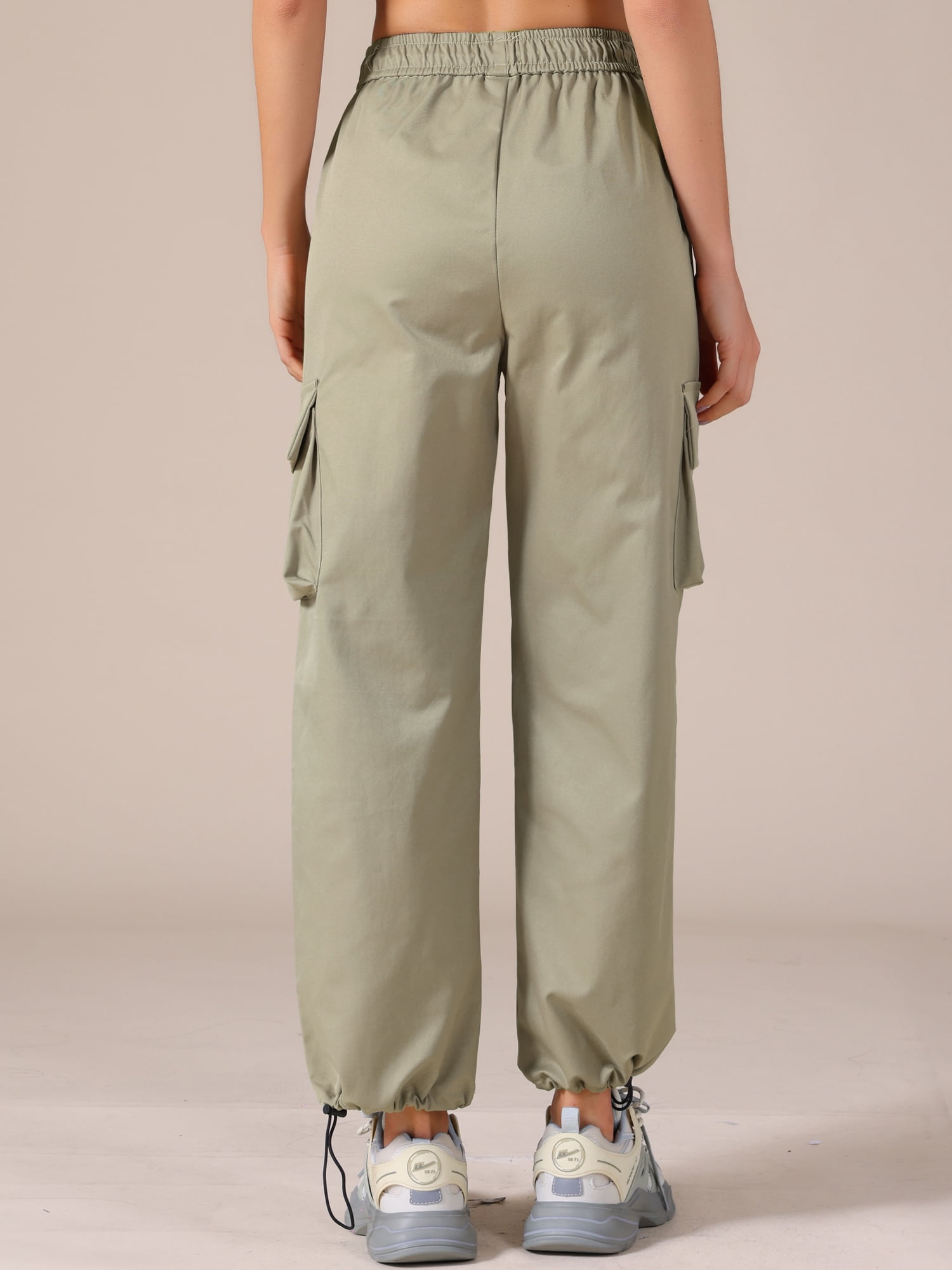 DARING DIVA Women's Cargo Joggers Streetwear Pockets Casual Pants X-Small Grey Khaki