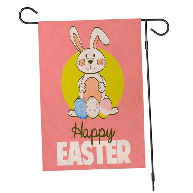 Bandera de jardín pequeña de doble cara con diseño de conejito de Pascua, vertical, 12,5 x 18 pulgadas rojo