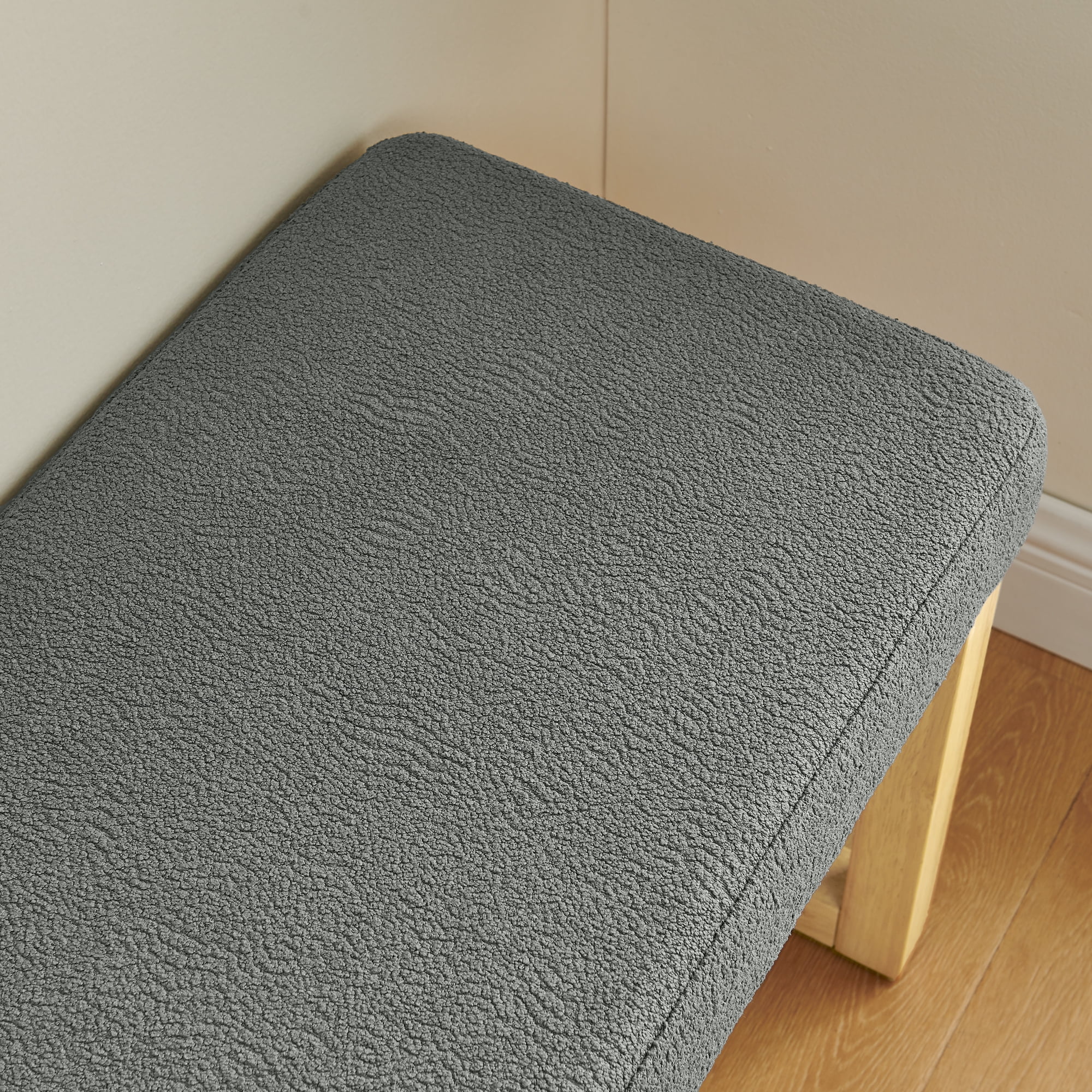 Bench, Entryway Bench, Shoe Storage Stool with Solid Wood Frame, Soft Loop Yarn Cushion and Modern Design, for Hallway Mudroom, Dark Gray