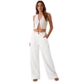 thumbnail image 7 of Dwellite Women's Wide Leg Cotton Linen Pants High Waist Straight Leg Dress Pants 2026 Casual Business Trousers with Pockets White XL, 7 of 7