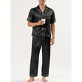 thumbnail image 5 of INSPIRE CHIC Men's Classic Satin Pajama Sets Short Sleeves Button Down Nightwear Sleepwears Loungewear S Black, 5 of 7