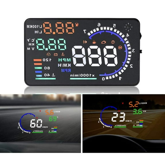 5.5'' A8 Universal HUD Car Head Up Display OBD2 EOBD LED Windscreen Project Alarm System On-Board OBD Scanner Multi-Function