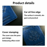 Passport Holder Travel Wallet Blocking Case Cover, Premium PU Leather, Slim ID Card Holder (Blue)