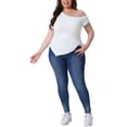 thumbnail image 2 of Agnes Orinda Women's Plus Size Summer Tops One Shoulder Short Sleeve Asymmetrical Hem Casual Blouses Tee 3X White, 2 of 6